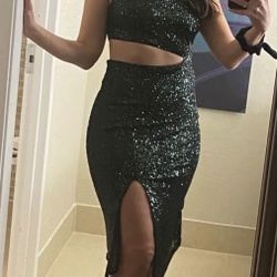 Emerald Green Sequin Dress
