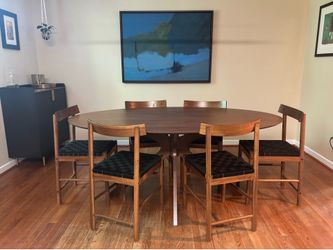 Mid-Century Modern Oval Dining Table Set w/6 Chairs-Excellent Conditions