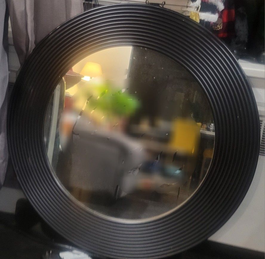 35" Wide BLACK Round Mirror
