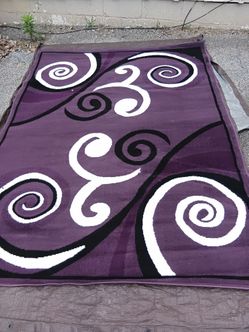 Purple,Black and White Area Rug