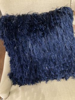reduced, Gorgeous, Designer, Navy With Silver, Fleck, Decor, Pillow