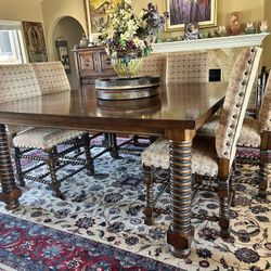 Solid Wood Dining Set & 6 Chairs