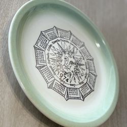 Vintage 1974 Calendar Plate 10-1/4" Green