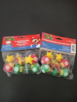 Lot of 2 Pkgs of Super Mario 6 Character Pop-Ups Toy