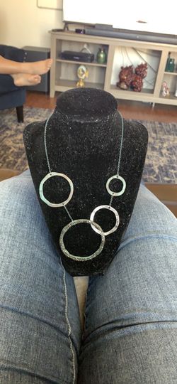 Turquoise and silver tone necklace and earrings