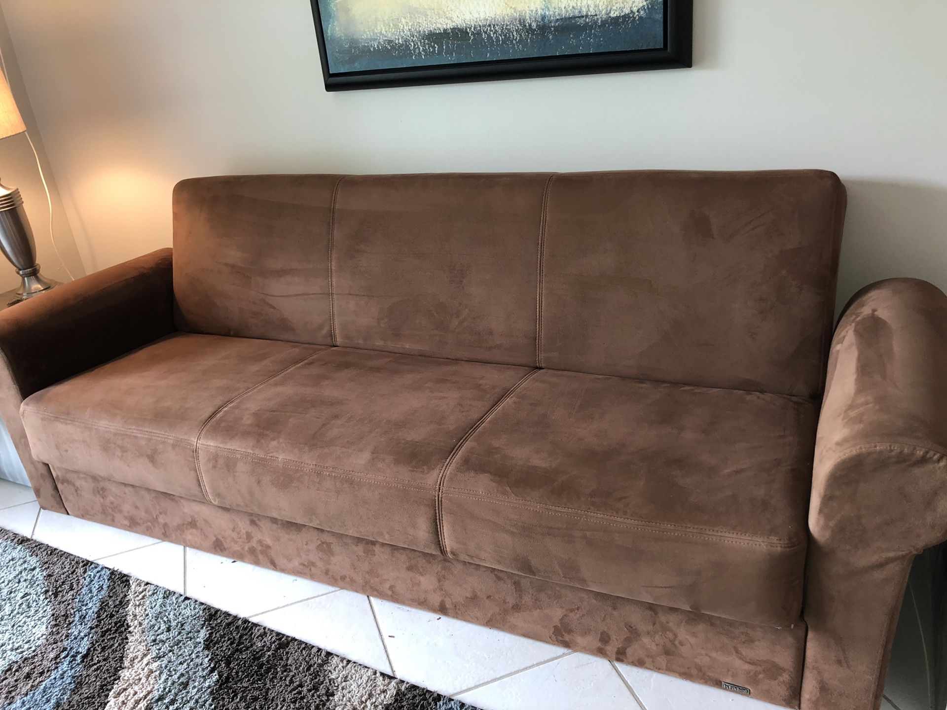 Soft brown fold out couch