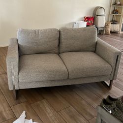Grey Fabric Love Seat Couch