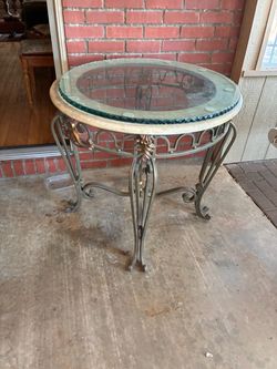 Vintage Wrought Iron  Glass top Table