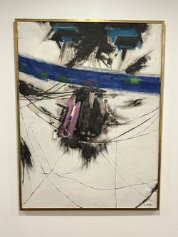 Vintage Large Painting Abstract Vibrant Color Wall Art