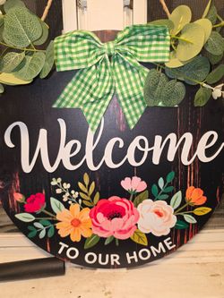 Welcome To Our Home Round Door Sign