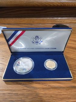 1987 U.S. Constitution Commemorative 2‑Coin Set – $5 Gold & $1 Silver – W/COA