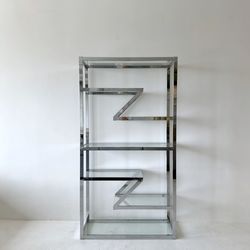 1970s Chrome Zig Zag Etagere by Design Institute of America (DIA)