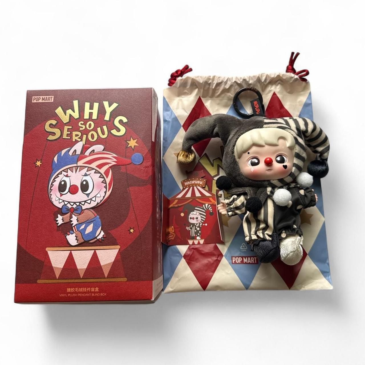 Pop Mart Why so Serious - Vinyl Plush Pendant Keychain Silver Mist Clown Hacipupu