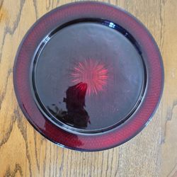 Extra Large Lead Crystal Ruby Red Torte/Sandwich Plate by Cristal D'Arques-Durand