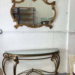 Console And Antique Mirror 