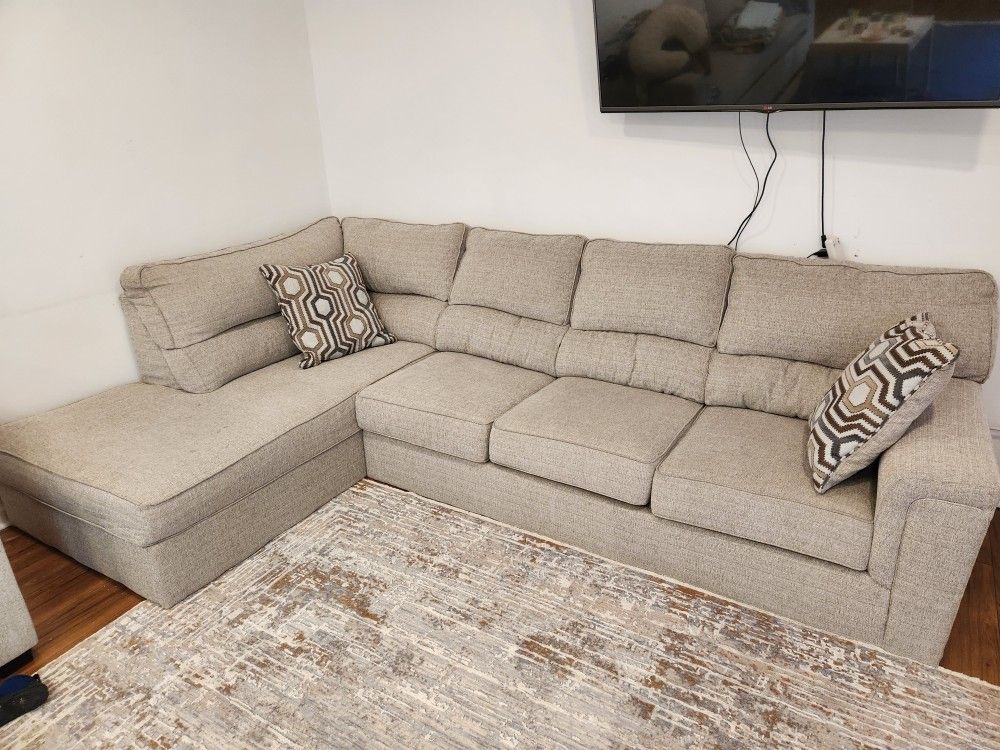 Calvin 2 Piece Almond Beige Right Arm Facing Sectional Sofa