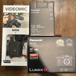 Panasonic GH5 Camera With 12-35mm Lens And Video Mic