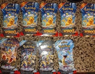Pokémon Blister Packs Stellar Crown and Surging Sparks
