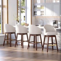 30 Inch Bar Height Stools Set of 2 Kitchen Island Chairs with Back Tall Barstools Faux Leather Comfortable Swivel Chair for Kitchen Counter Dining Roo
