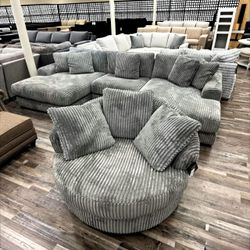 Lindyn Fog 3-Piece Double Chaise Sectional
