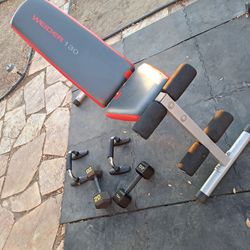 Beginner Workout Set Bench Dumbbells Pushup Bars Ready to Go!
