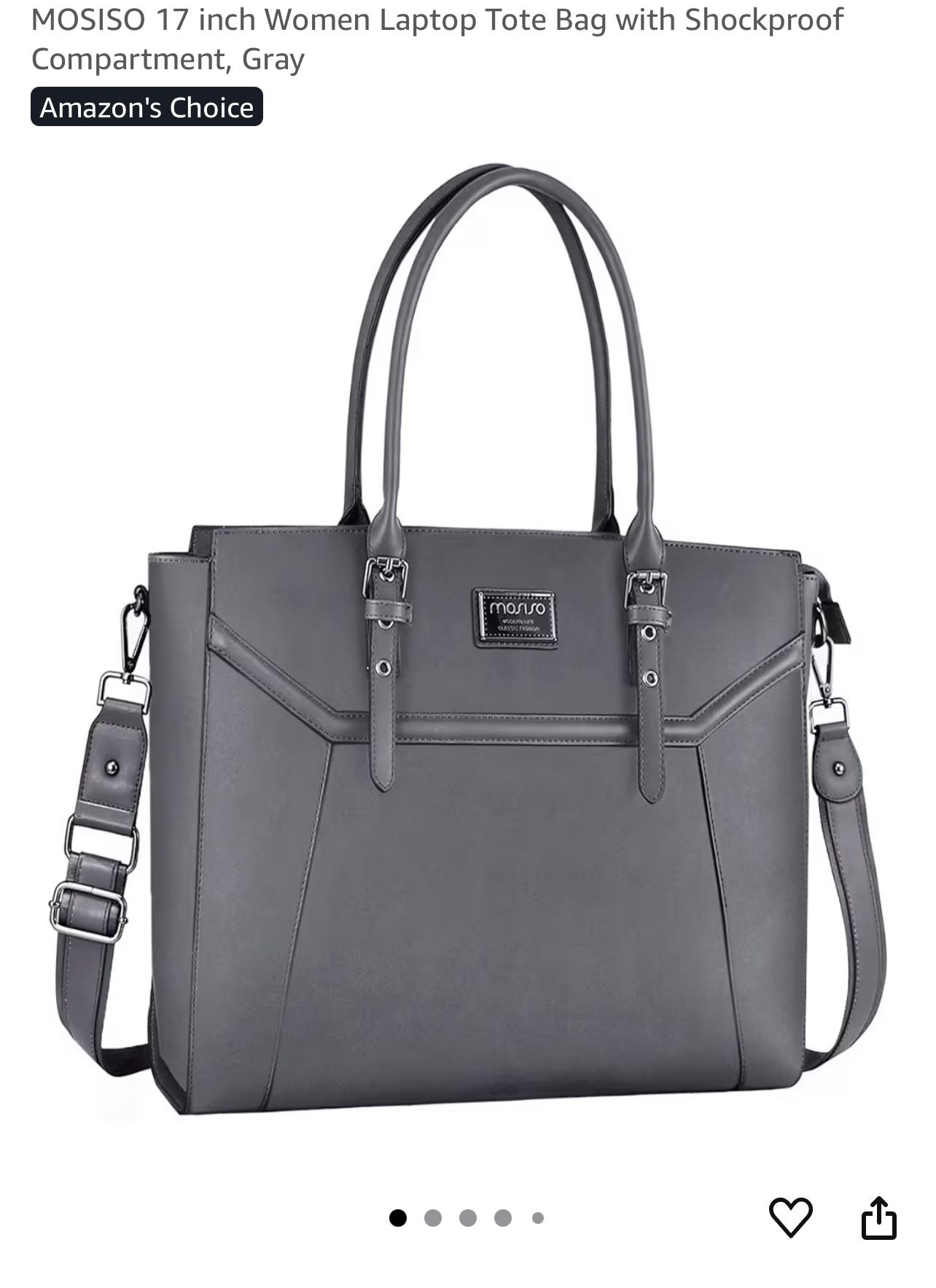BRAND NEW- 17 inch Gray Women Laptop Tote Bag With Multiple Compartments and Adjustable Handles