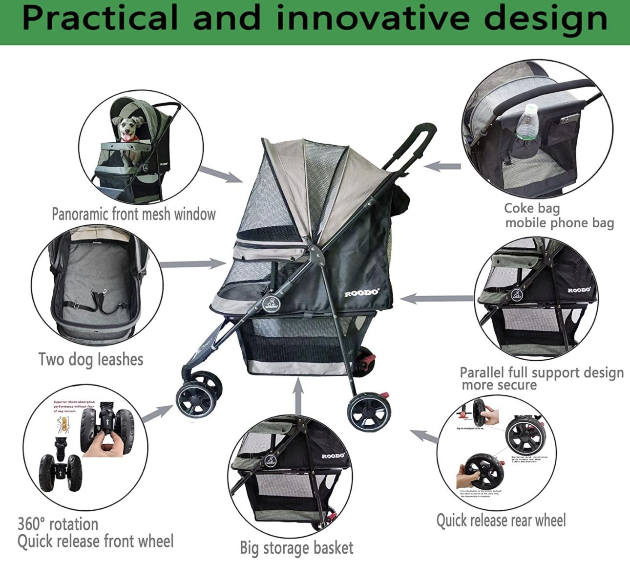 Escort 3 Wheel Pet Strollers Small Medium Dogs