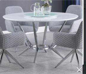 54-inch Lazy Susan Dining Table White High Gloss