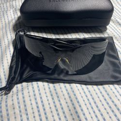 Balenciaga BB0122S Black Crystal Logo Shield Sunglasses 