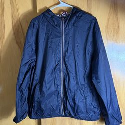 Tommy Hilfiger Men’s Lightweight Hooded Windbreaker Jacket Size XL Flaws as seen in the last picture  Just need to be rewash