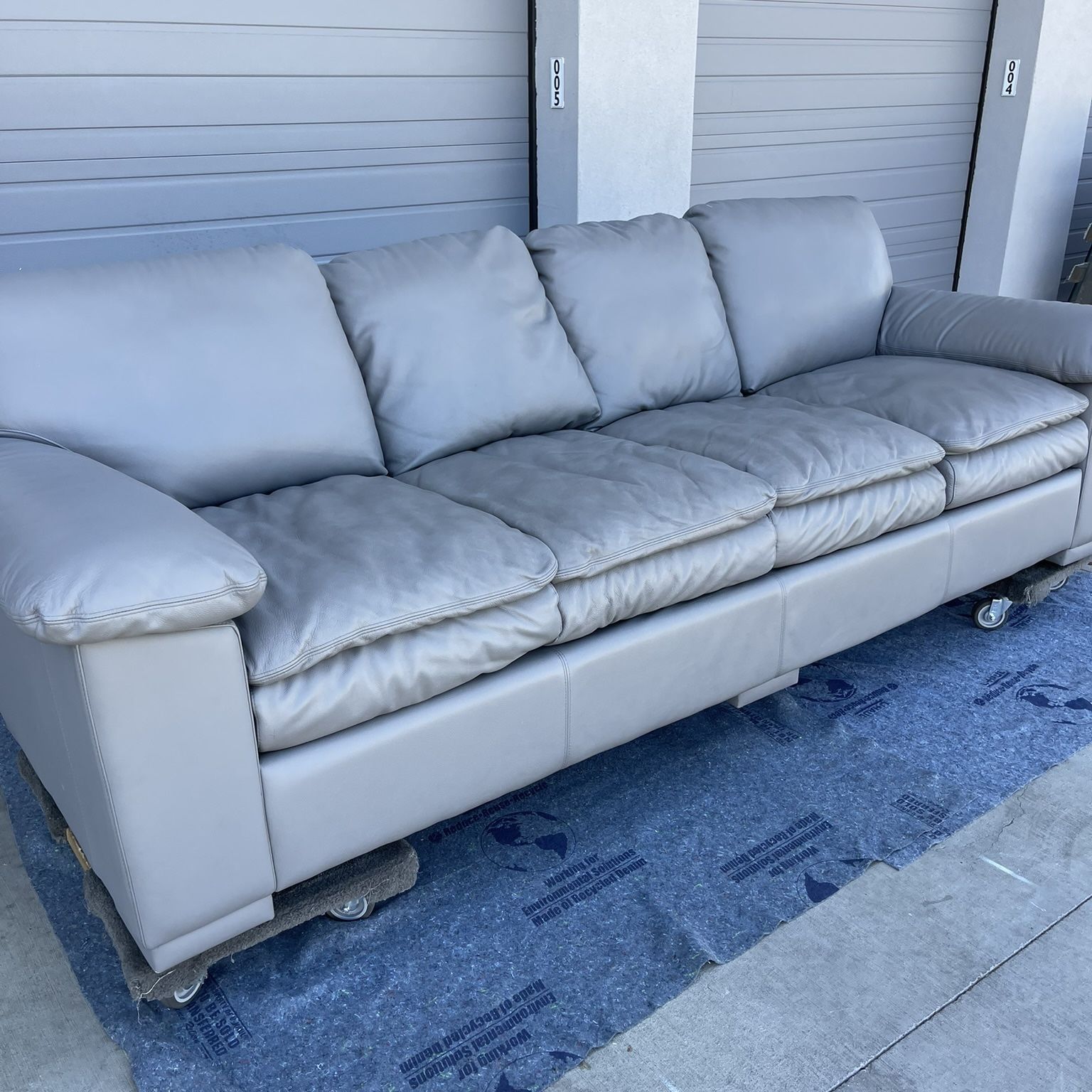 Oversized Hand Made Italian Leather Couch