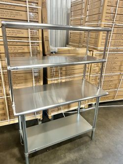 stainless steel Brand NEW NSF Nordsteel work tables with extra top shelving unit work station