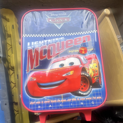 Disney Pixar Cars Lightning McQueen Kids Rolling Luggage Blue Red