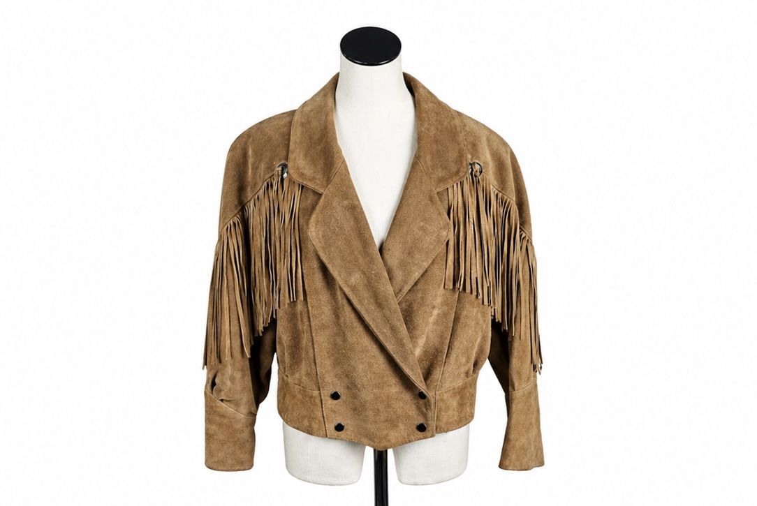 Vintage 80s Suede Fringe Western Jacket Genuine Leather Made in USA Size L