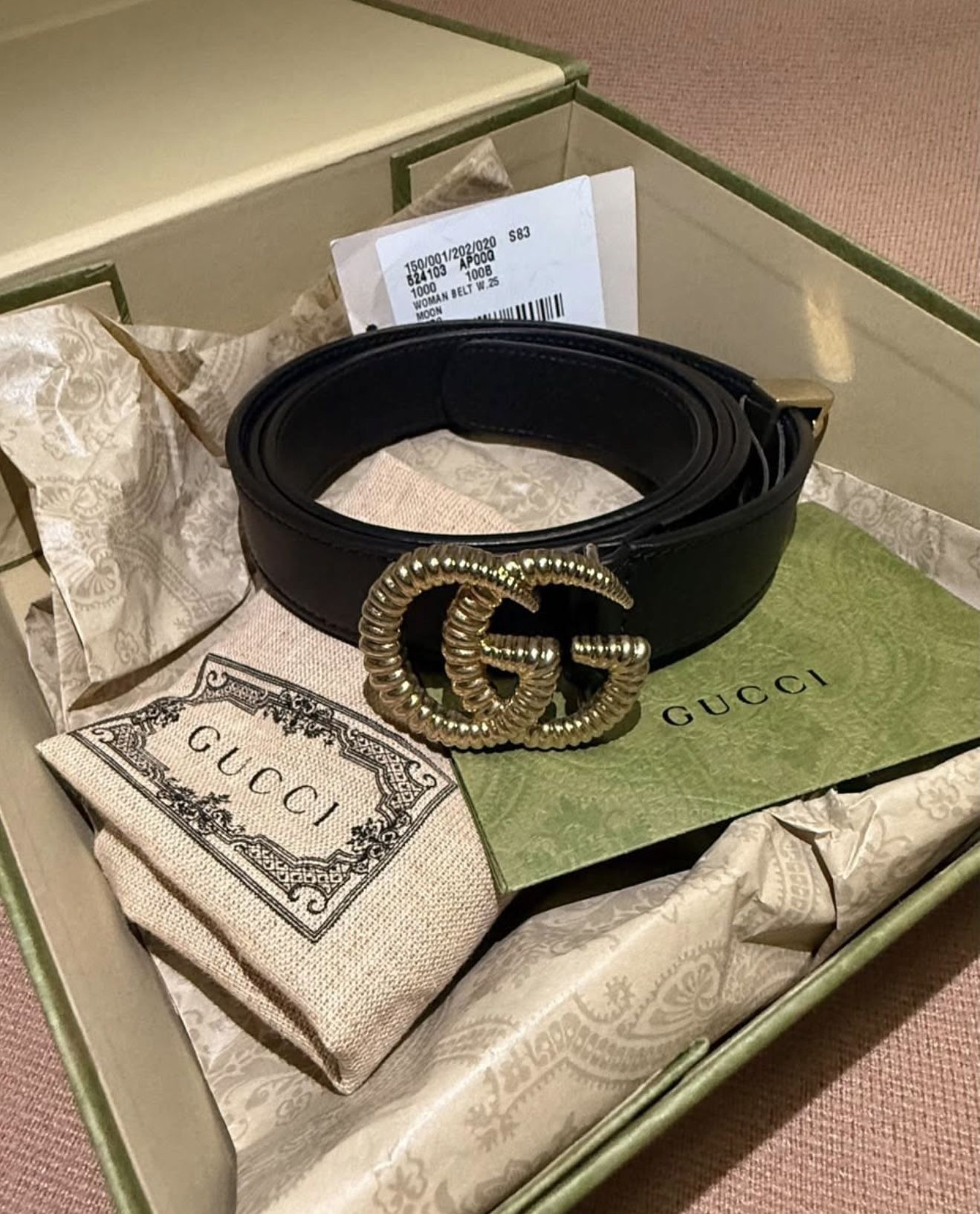GUCCI belt Moon Calfskin Torchon Double G