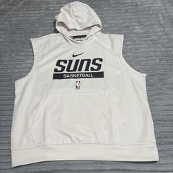 Nike NBA Phoenix Suns Cream Sleeveless Hoodie Size Men's XLarge DN7226-027