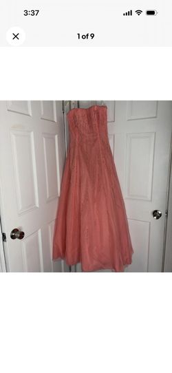 Alfred Angelo size 14 coral beaded prom dress evening gown