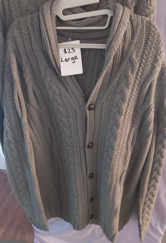 Shawl Collar Cardigan Sweater XL New