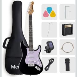 39-Inch Electric Guitar Starter Kit ST Series-Complete starter kit with electric guitar, amp, strap, plectrum, tuner, strings, cable and guitar bag - 