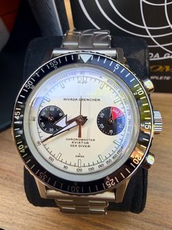 Nivada Grenchen Chronomaster Panda 38mm - Ref. 86010WM113 - Brand New Full set with Fostner factory bracelet