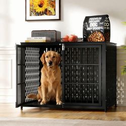 Heavy Duty Dog Crate Furniture, 42 inch Dog Crate for XL Dogs Aged Black