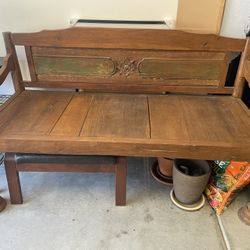 Antique Carved Teak Wood Bench - 5ft, Great Condition