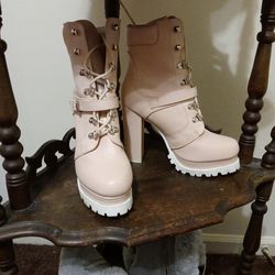 Pink Laced Boot Heels