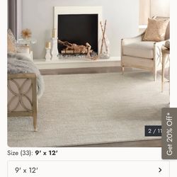 Solid Contemporary Indoor/Outdoor Area Rug - 9' x 12' - Ivory/Beige
