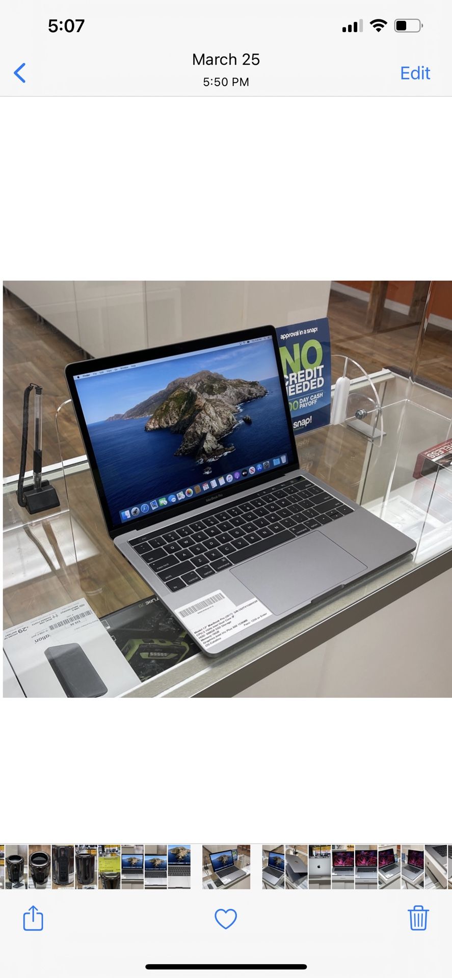 13" Macbook pro Touchbar- 3.1Ghz Intel Core i5- 500GB SSD- 16GB RAM