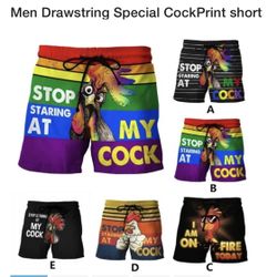 Men’s Drawstring Special Cockprint Boxer Shorts (2) & T-shirt