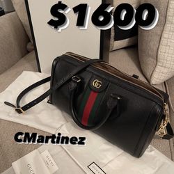 Gucci Leather Vintage Web Boston