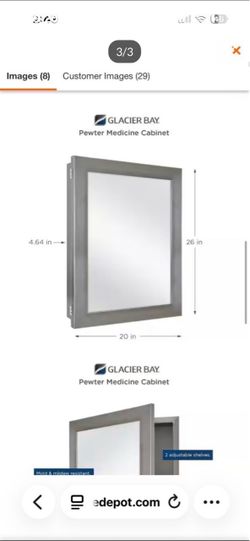 Glacier Bay Pewter Medicine Cabinet 20x26