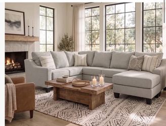 Light Gray Fabric Sectional Sofa with Chaise
