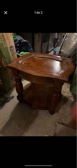 Wood End Table with Lower Shelf